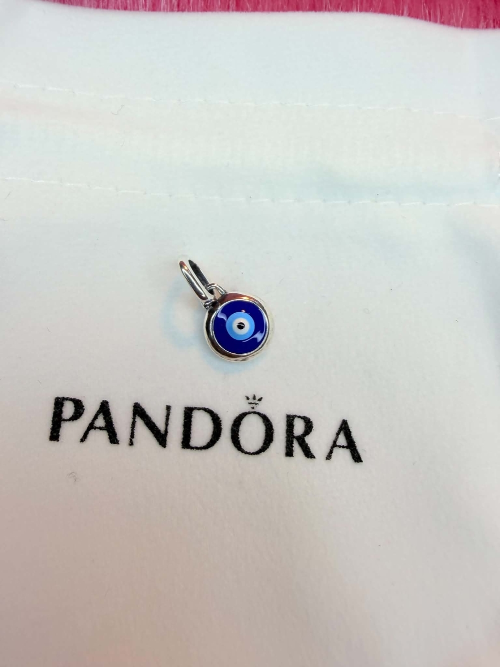 Pandora Blue and White Evil Eye Necklace Charm